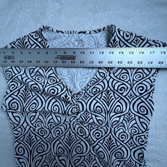 Title Nine Womens Black & White Printed Cap Sleeve Active Dress Medium Stretch - Picture 5 of 8